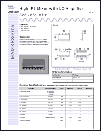 MAMXES0075 datasheet: 823-851 MHz, high IP3 mixer with LO amplifier MAMXES0075