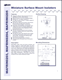 MAFRIN0204 datasheet: 1930-1990 MHz, Miniature surface mount isolator MAFRIN0204