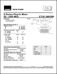 ETUF-2MHSM datasheet: 50-1000 MHz, plug-in mixer ETUF-2MHSM