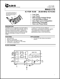 MAS1175ATB1 datasheet: IC for 10.00 - 20.00 MHz VCTCXO MAS1175ATB1