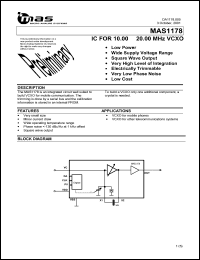 MAS1178ATF1 datasheet: IC for 10.00 - 20.00 MHz VCXO MAS1178ATF1