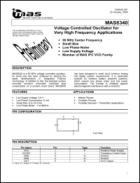 MAS8340 datasheet: Voltage controlled oscillator for very high frequency applications MAS8340