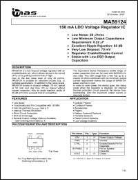 MAS9124AST3-T datasheet: 150 mA LDO voltage regulator IC. 2.5 V MAS9124AST3-T