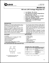 MAS9124AST7-T datasheet: 150 mA LDO voltage regulator IC. 2.90 V MAS9124AST7-T