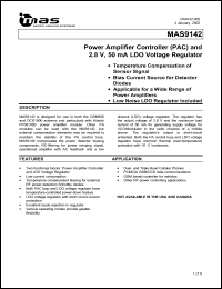 MAS9142AUA1-T datasheet: Power amplifier controller (PAC) and 2.8 V, 50 mA LDO voltage regulator MAS9142AUA1-T