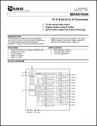 MAS9184AS-T datasheet: 12 x 8-bit D to A converter MAS9184AS-T
