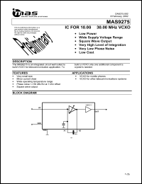 MAS9275ATC1 datasheet: IC for 10.00 - 30.00 MHz VCXO MAS9275ATC1