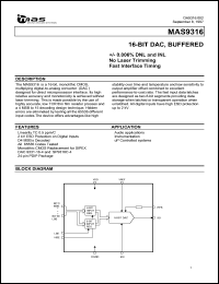 MAS9316N datasheet: 16-bit DAC, buffered MAS9316N