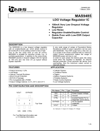 MAS9485AST2-T datasheet: LDO voltage regulator IC. 2.8 V MAS9485AST2-T