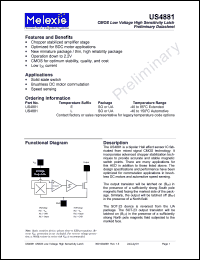 US4881L datasheet: CMOS low voltage high sensitivity latch US4881L