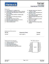 TH7107 datasheet: 315/433MHz FSK/FM/ASK transmitter TH7107