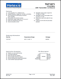 TH71071 datasheet: 315/433 MHz ASK transmitter/LO source TH71071