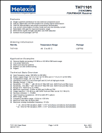 TH71101 datasheet: 315/433 MHz FSK/FM/ASK receiver TH71101