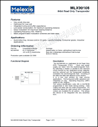 MLX90108D datasheet: 64-bit read only transponder. With gold bumps MLX90108D