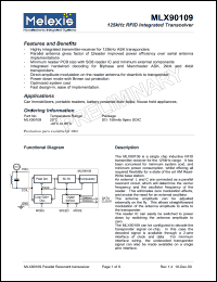 MLX90109 datasheet: 125 kHz RFID integrated transceiver MLX90109