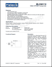 MLX90110 datasheet: 128-bit OTP/RW transponder MLX90110