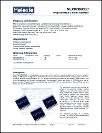 MLX90308CCCL datasheet: Programmable sensor interface MLX90308CCCL