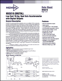 MXD210AC datasheet: Low cost, 10.0g, dual axis accelerometer with analog outputs. MXD210AC