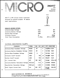 2N3417 datasheet: 500mW NPN silicon transistor 2N3417