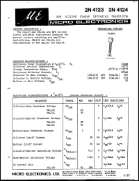 2N4124 datasheet: 200mW NPN silicon planar epixial transistor 2N4124