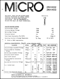 2N4403 datasheet: 500mW PNP silicon planar epitaxial transistor 2N4403