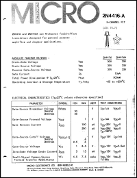 2N4416 datasheet: 500mW N-cnhannel FET 2N4416