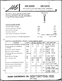 2N5210 datasheet: 350mW NPN silicon AF low noise small signal transistor 2N5210