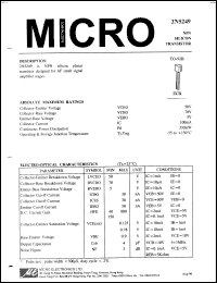 2N5249 datasheet: 330mW NPN silicon transistor 2N5249