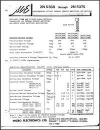 2N5368 datasheet: 500mW complementary silicon general purpose amplifier 2N5368