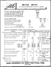 BC140 datasheet: 650mW NPN silicon AF medium power amplifier BC140