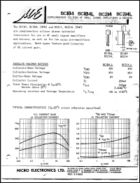BC184L datasheet: 300mW PNP silicon planar epitaxial transistor BC184L