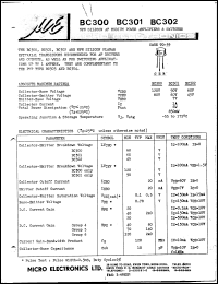 BC302 datasheet: 850mW NPN silicon AF medium power amplifier BC302