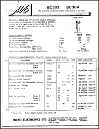 BC304 datasheet: 850mW NPN silicon AF medium power amplifier BC304