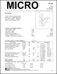 BC450 datasheet: 625mW PNP silicon planar transistor BC450