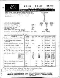 BC485 datasheet: 625mW NPN silicon planar epitaxial transistor BC485