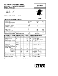 BC80725 datasheet:  PNP silicon planar medium power transistor BC80725