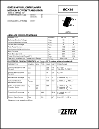 BCX19R datasheet: NPN silicon  planar medium power transistor BCX19R