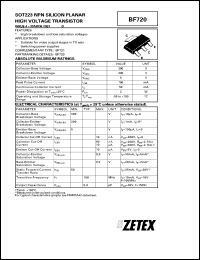 BF720 datasheet: NPN silicon  planar high voltage transistor BF720