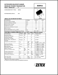 BSR43 datasheet: NPN silicon  planar medium power transistor BSR43