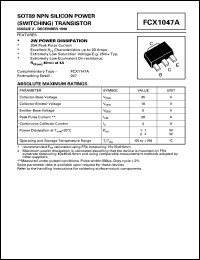 FCX1047A datasheet: NPN silicon  power transistor FCX1047A