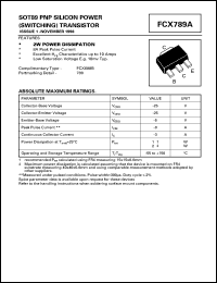 FCX789A datasheet: PNP silicon  power  transistor FCX789A