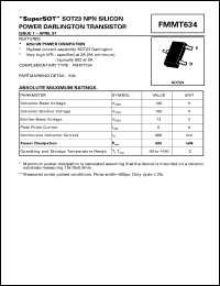 FMMT634 datasheet: NPN silicon power darlington transistor FMMT634