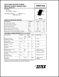 FMMTA06 datasheet: NPN silicon planar medium power transistor FMMTA06