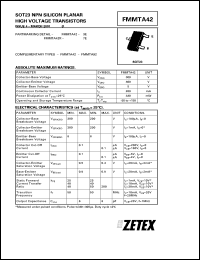 FMMTA42 datasheet: NPN silicon planar high voltage transistor FMMTA42