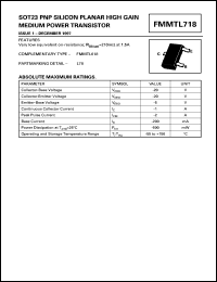 FMMTL718 datasheet: PNP silicon planar high gain medium power transistor FMMTL718