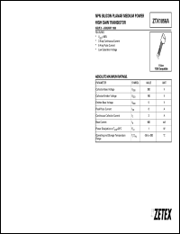 ZTX1056A datasheet: NPN silicon planar medium power high gain transistor ZTX1056A