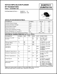 ZUMTS17H datasheet: NPN silicon planar RF transistor ZUMTS17H