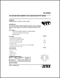 ZLLS2000TC datasheet: 40 V,Silicon high current low leakage schottky diode ZLLS2000TC