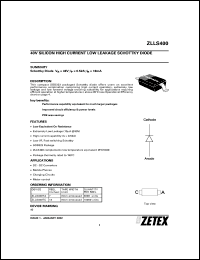ZLLS400TA datasheet: 40 V,Silicon high current low leakage schottky diode ZLLS400TA