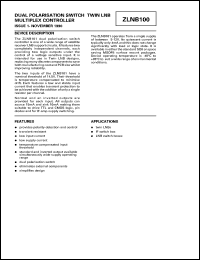 ZLNB100N8 datasheet: Dual polarisation switch twin LNB multiplex controller ZLNB100N8